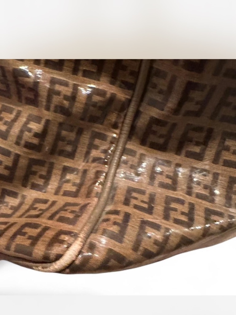 Fendi Monogram Coated Canvas Satchel in Brown and Tan - Picture 4 of 5